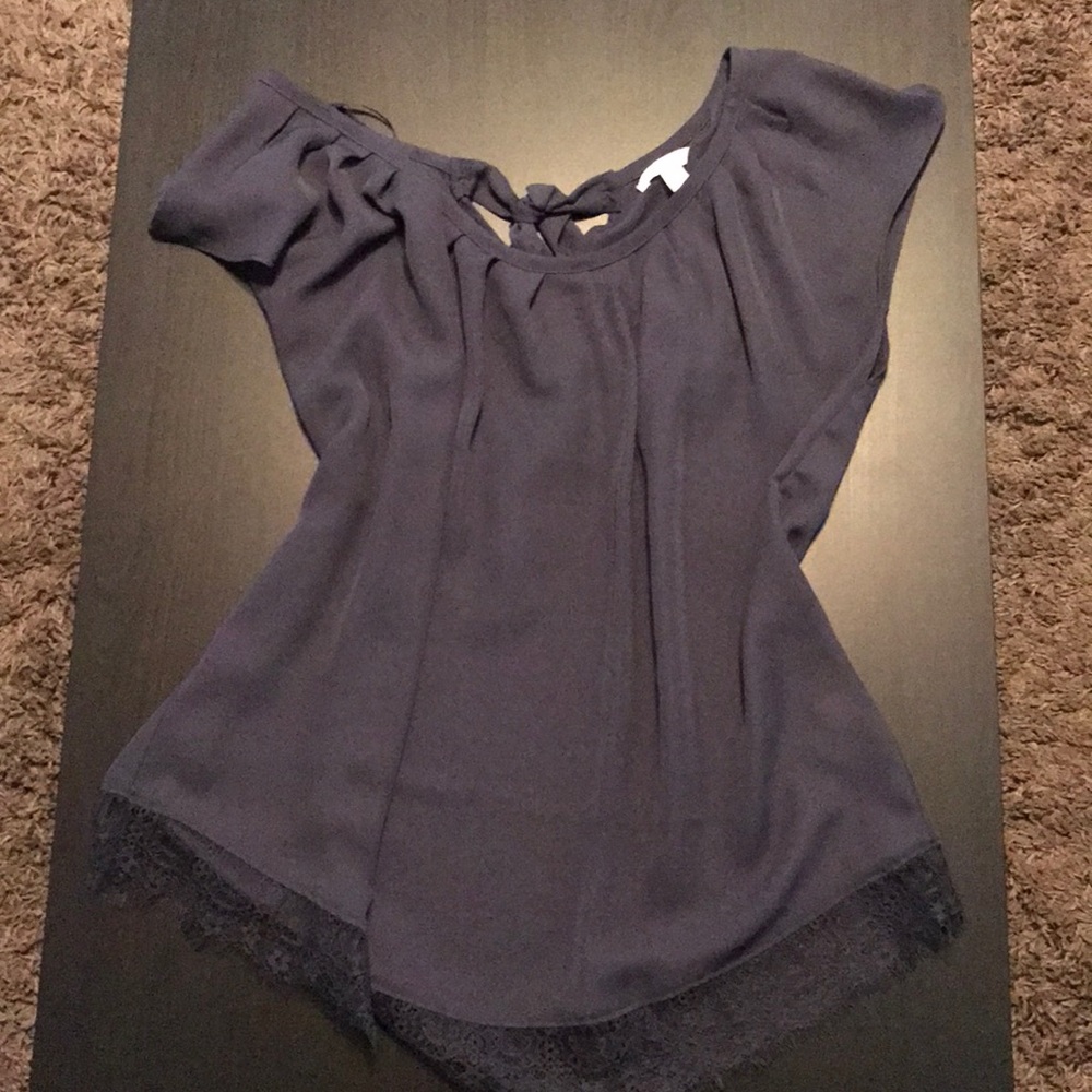 NWOT Navy Lauren Conrad Tie Back Blouse
